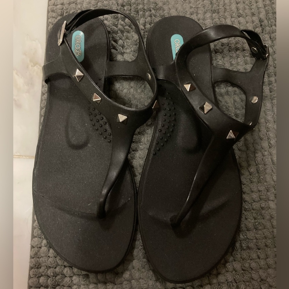 OkaB brand new black sandals with silver studs